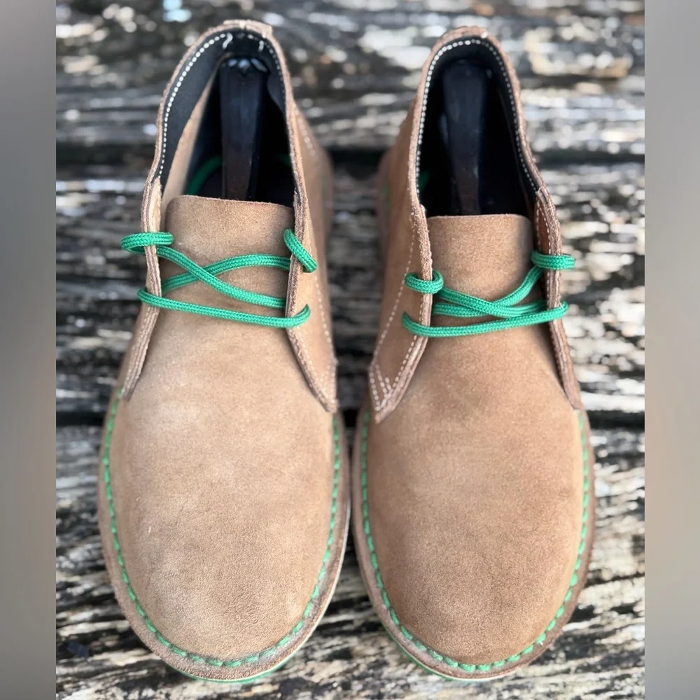 Veldskoen Heritage Lowveld (Green Sole) Unisex Sz M-6 W-8 Brown Suede Boots T4